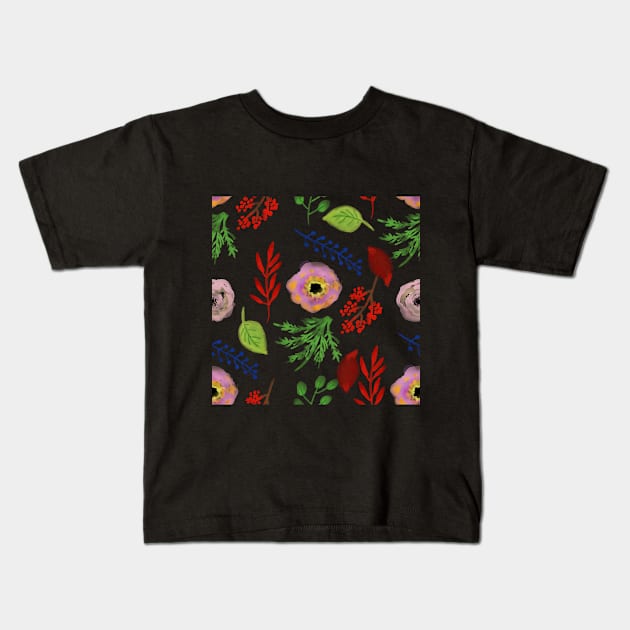 Watercolor floral pattern Kids T-Shirt by hedehede